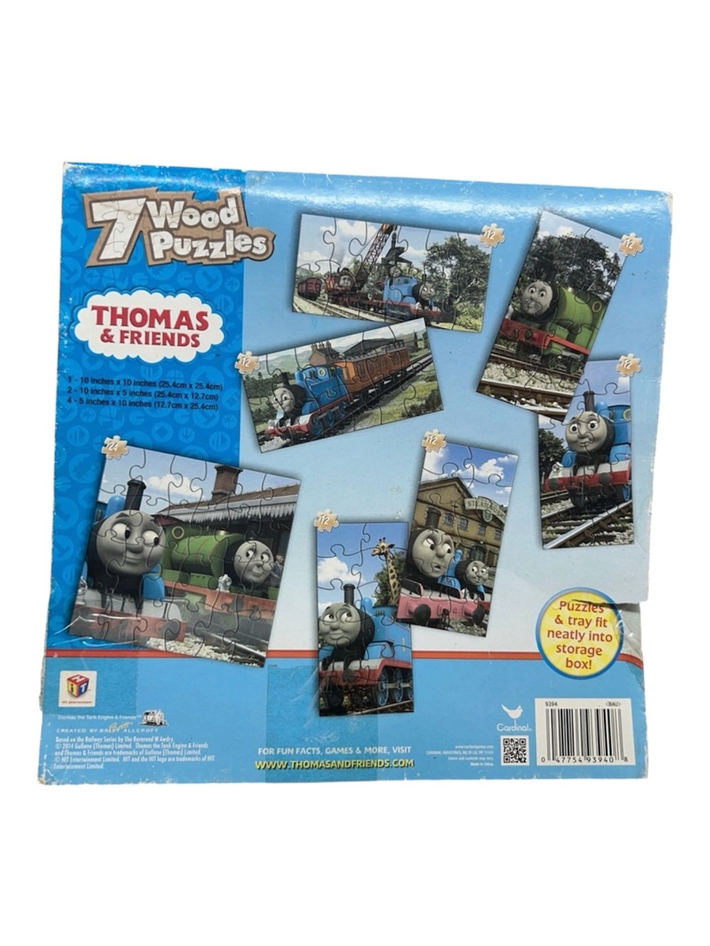 Thomas & Friends pack of 7 wooden puzzles in wooden tray box 11" x 11 box 2014